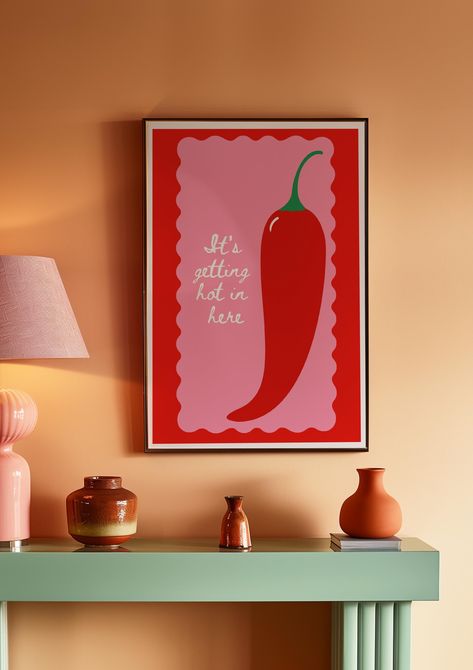 It's Getting hot in here Print -Hot Chili Pepper Poster-Kitchen Spice Wall Art- Chile Peppers Art Cartel Digital de Chile -Spicy Food Poster by AURORAGALLERYCo on Etsy Red Hot Chili Peppers Poster, Chili Peppers Decor, Spice Wall, Chicken Poster, Chile Peppers, Different Kinds Of Art, Spicy Food, Red Hot Chili Peppers, Chili Peppers