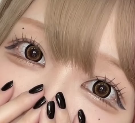 Jirai Kei Eye Makeup, Ryousangata Makeup, Jirai Kei Makeup Tutorial, Byojaku Makeup, Jiraikei Makeup, Jirai Kei Nails, Jirai Kei Makeup, Japan Makeup, Gyaru Makeup