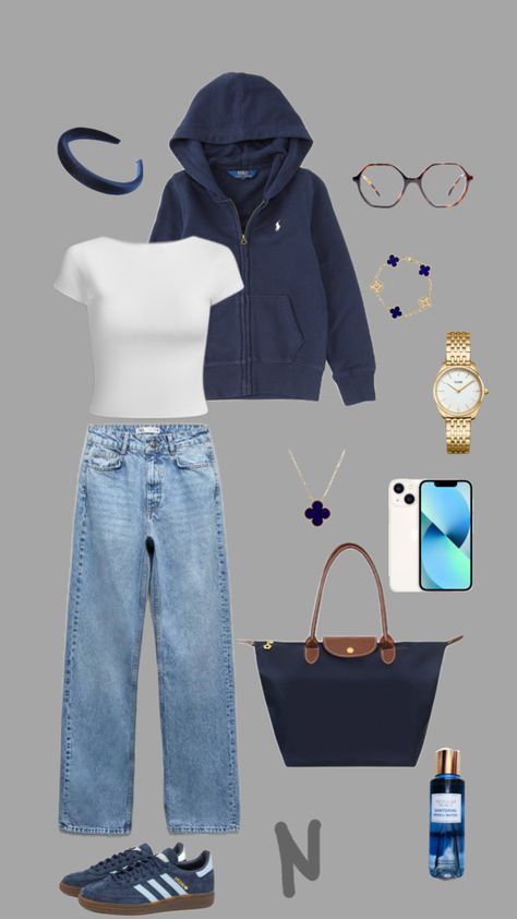 #cleangirl #ralphlauren #longchamp #blue #bleu #basic #outfit Chic College Outfits, Longchamp Bag Outfit, Longchamp Style, Longchamp Outfit, Campus Outfit, Longchamp Bag, Uni Outfits, Stockholm Fashion, Blue Outfit