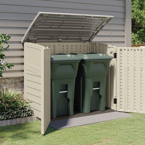 Outdoor Garbage Storage, Trash Can Storage Outdoor, Garbage Can Storage, Utility Sheds, Storage Outdoor, Outdoor Storage Solutions, Garbage Storage, Outdoor Storage Shed, Resin Storage