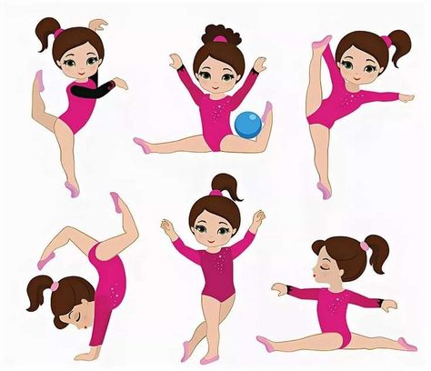 Gymnastics Birthday Cakes, Gymnastics Wall Art, Flower Dress Art, Gymnastics Party, Gymnastics Birthday, Kids Cartoon Characters, Gymnastics Poses, Greeting Card Art, Mermaid Birthday Party