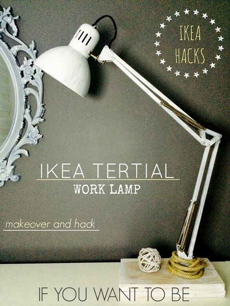 IKEA HACK - TERTIAL WORK LAMP - TERTIAL MASA LAMBASI ~ IF YOU WANT TO BE Electric Ideas, Diy Phone Stand, Working Desk, Bookcase With Glass Doors, Lamp Makeover, Small Loft, Work Lamp, Work Desk, Ikea Hacks