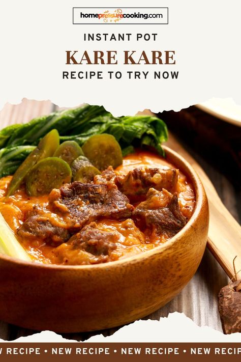 Visit homepressurecooking.com and discover comfort food with our Instant Pot Kare Kare Recipe: Filipino Stew Simplified! 🇵🇭 Make traditional Kare Kare Recipe Philippines style. Our guide makes it easy to recreate this classic Pilipino Food Recipe at home. Using tender beef shank and creamy peanut sauce, this is truly the Best Kare Kare Recipe! Perfect for lovers of Filipino dishes, this Beef Kare Kare is a must-try! #KareKareRecipe #FilipinoFood #InstantPotRecipes Kare Kare Recipe Philippines, Best Kare Kare Recipe, Beef Kare Kare, Kare Kare Recipe, Pilipino Food Recipe, Filipino Recipe, Kare Kare, Beef Shank, Filipino Dishes