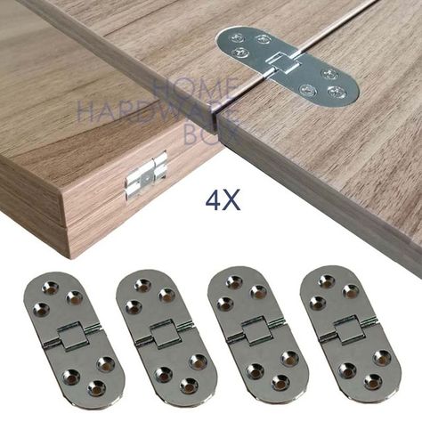 4 pc flip hinge folding table hardware extension flush mount chrome silver Hinges Diy, Hinged Table, Cupboard Door Hinges, Door Hinge Repair, Table Flip, Flip Top Table, Sewing Machine Table, Furniture Hinges, Table Cabinet