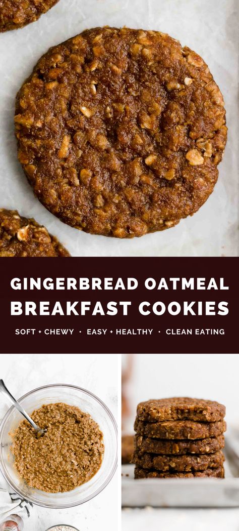 This healthy gingerbread breakfast cookies recipe is EASY to make & perfect for the holidays! They’re soft, chewy & extra cozy. Made with no white sugar — but they still taste like “regular” ones! We LOVE these healthy gingerbread cookies! Gingerbread breakfast cookies. Healthy gingerbread oatmeal cookies recipe. Chewy ginger molasses cookies. Molasses oatmeal cookies soft. Christmas breakfast cookies. Holiday breakfast ideas for kids. Make ahead Christmas breakfast healthy. Best Breakfast Cookies, Gingerbread Breakfast Recipes, Thm Breakfast Cookies, Oatmeal Gingerbread Cookies, Christmas Breakfast Healthy, Nursing Recipes, Molasses Oatmeal Cookies, Gingerbread Oatmeal Cookies, Make Ahead Christmas Breakfast