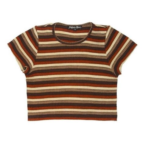 Marsha Striped Crop Top ($72) ❤ liked on Polyvore featuring tops, shirts, t-shirts, tops/shirts, striped top, stripe top, brown tops, shirt top and stripe crop top Rory Gilmore Style, Clothing Png, Stranger Things Outfit, Hogwarts Outfits, Brown Shirts, Moodboard Pngs, Png Clothes, Outfit Grunge, Brown Crop Top