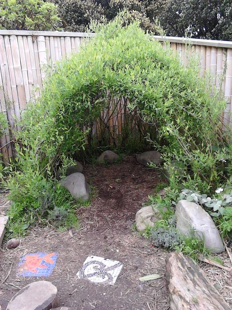 Creating a Natural Play Area with Protected Spaces — Reggio-Inspired Teaching & Parenting Nature Playground Diy, Natural Playground Diy Outdoor Play Spaces, Under Tree Play Area, Preschool Yard Outdoor Spaces, Nature Based Playgrounds, Woods Play Area, Natural Play Spaces Backyards, Waldorf Outdoor Play Space, Woodland Play Area