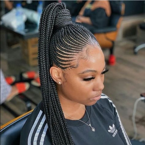 18 Stylish Cornrow Updo Hairstyles - The Glossychic Nigerian Hairstyles, Cornrows Braids For Black Women, Cornrow Updo Hairstyles, Braided Hairdo, Nigerian Braids, Braided Ponytails, Ghana Braids Hairstyles, Braids Styling, Cornrow Ponytail