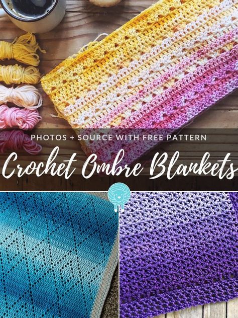 Crochet Ombre Blankets Free Crochet Patterns - Free Crochet Patterns Crocheted Blankets, Baby Blankie, Crochet Rugs, Knitting Patterns Free Blanket, Rug Patterns, Popcorn Stitch, Ombre Yarn, Crochet Afgans, Crochet Rug Patterns