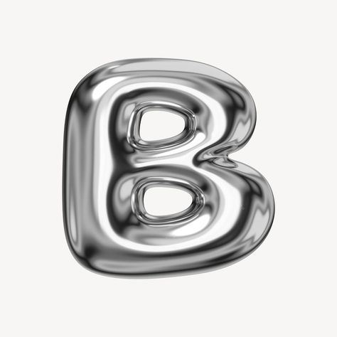 B alphabet, 3D chrome metallic balloon design | premium image by rawpixel.com / Sakarin Sukmanatham 3d Chrome Letters, The Letter B Aesthetic, Letter B Aesthetic, Aesthetic Logo Design, Silver Typography, Chrome Letters, B Alphabet, Silver Letter Balloons, 3d Typography Design