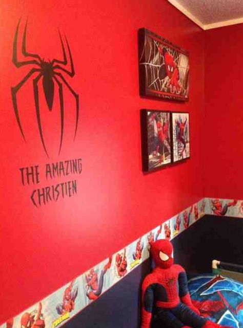 Spiderman super heroes  decoration red rooms boys Kids Spiderman Bedroom, Spider Man Bedroom Ideas Little Boys, Spiderman Bedroom Ideas Kid Rooms, Spiderman Bedroom Decor, Spiderman Toddler Room, Spider Man Room Ideas, Spiderman Bedroom Ideas, Spider-man Room, Spider Man Bedroom Ideas