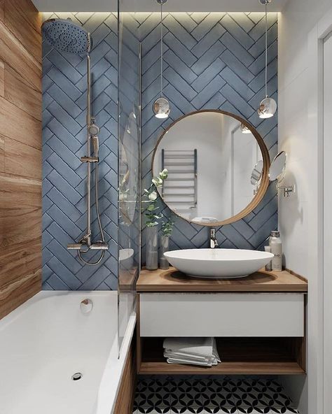 Herringbone Bathroom, تصميم دورة مياه, Design Interior Baie, Makeover Kamar Mandi, Koti Diy, Bilik Air, Bad Inspiration, Bathroom Goals, Bathroom Color