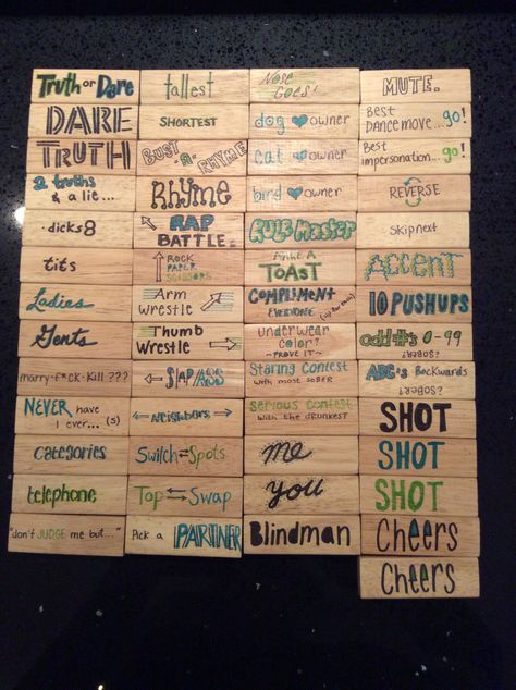 Drinking Game drunk Jenga 21 truth or dare Jenga Game Truth Or Dare, Truth Or Dare Drinking Game, Jenga Dares Ideas, Balloon Truth Or Dare, Jenga Truth Or Dare Ideas, Drunk Jenga Blocks, Jenga Dares, Drinking Dares, Jenga Truth Or Dare