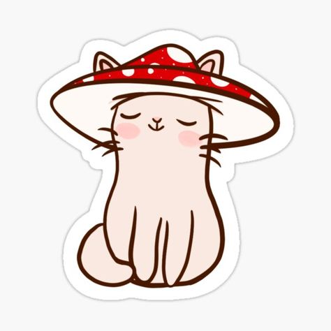 Stickers Drawing, Sticker Mushroom, Cats Stickers, Mushroom Stickers, Mini Toile, Mushroom Drawing, Kawaii Stickers, Cute Animal Drawings, Kawaii Drawings