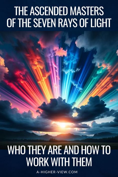 The Seven Rays of Light represent unique aspects of spiritual energy, each governed by an Ascended Master who embodies its specific qualities.  But what exactly are these Seven Rays, and who are the Ascended Masters (Chohans) that preside over them?  The Rays are channels of divine energy, each symbolizing different facets of human experience and spiritual evolution. The Chohans guide those seeking to connect with these energies.  #ascendedmasters #chohan #sevenraysoflight Seven Rays Of Light, Light Beings Spiritual, Ascended Masters Spirit Guides, Seven Rays, Light Warrior, Manifestation Mindset, Psychic Development Learning, Magic Portal, Tarot Card Readings