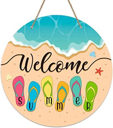 Summer Door Signs, Summer Welcome Sign, Strand Decor, Porch Wall Decor, Compass Wall Decor, Sign Fonts, Welcome Door Signs, American Flag Wood, Porch Wall