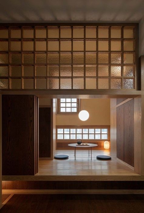 Japanese Tea House, Drawing Architecture, Japanese Interiors, Glass Brick, Architecture Studio, Japanese Interior, Evanescence, Contemporary Living Spaces, Japanese Architecture