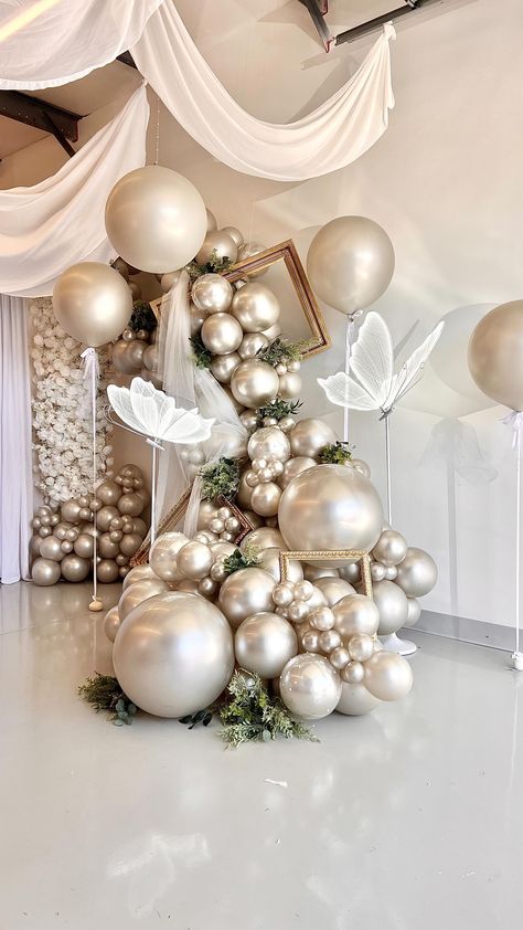 Instagram Pearl White Balloon Garland, Engagement Event Decoration, Pearl Party Decor, Balloon Wedding Decorations, Elegant Party Decor, 25th Anniversary Decorations, Bridal Balloons, Princess Wedding Theme, Engagement Balloons