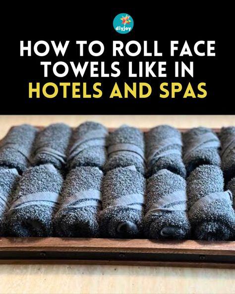 Do you ever wonder how they fold towels in hotels and spas? You can easily do it with your towels at home! Find the instructions here. How To Fold Towels In A Roll, How To Roll Face Towels, How To Roll A Hand Towel, Rolling Towels How To, How To Wrap Towels As A Gift, Folding Towels To Save Space, How To Roll Washcloths, How To Roll Hand Towels, How To Roll Hand Towels Bathroom