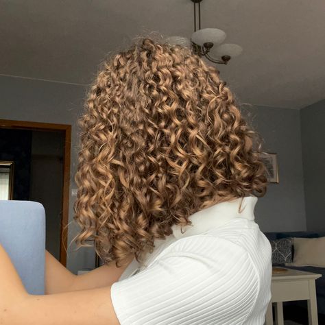 Light Brown Hair Inspo Color, Aesthetic Curls, Light Brown Curly Hair, Curly Light Brown Hair, Light Golden Brown Hair Color, Light Golden Brown Hair, Curly Cuts, Golden Brown Hair Color, Dyed Curly Hair