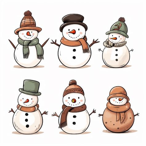 Vector christmas snowman | Premium Vector #Freepik #vector Cute Christmas Cartoon Art, Snow Men Drawing, Black And White Christmas Drawings, Christmas Drawing Snowman, Christmas Art Design, Christmas Vector Free, Snowman Illustration Cute, Christmas Card Snowman, Simple Christmas Clipart