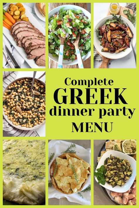 Greek Dinner Party Menu Ideas, Greek Party Ideas, Greek Christmas Dinner, Dinner Recipes Greek, Greek Food Party, Greek Dinner Party, Dinner Party Main Dish, Dinner Party Main Course, Party Main Dish