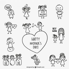 drawings for Mother's Day. Great to paste in cards students make. Children's Day Wishes, Mothers Day Drawings, Drawing Videos For Kids, Mothers Day Coloring Pages, Mother's Day Activities, Easy Drawings For Beginners, Free Activities For Kids, Easy Love Drawings, Drawings Ideas