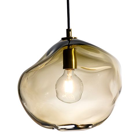 siemon & salazar Powder Room Pendant, Blown Glass Pendant Light, Blown Glass Pendant, Smoky Topaz, World View, Lighting Store, Glass Pendant Light, Grey And Gold, Bronze Color