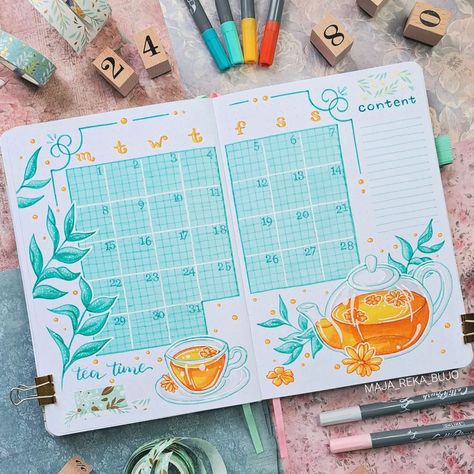 ✨ January calendar ✨ My theme for this month is tea. I know, I just did a coffee theme not so long ago, and usually people are either… | Instagram January Bujo Theme, January Bujo, Shades Of Sky, Stationary Craft, January Calendar, Coffee Theme, Winter Sky, Tea Ritual, A Cup Of Tea