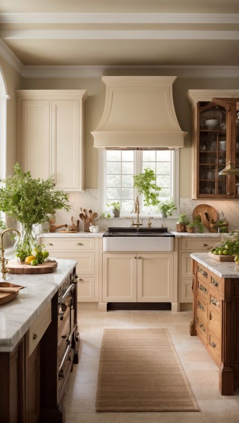 Classic Kitchen Inspiration, Traditional Wood Kitchen Cabinets, Country Contemporary Kitchen, Classic Cream Kitchen, American Classic Interior Kitchen, Organic Traditional Kitchen, Classic Southern Kitchen, Traditional Transitional Kitchen, Traditional Design Kitchen