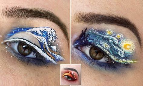 Starry Night Eye Makeup, Wave Makeup, Incredible Paintings, Australian Makeup, Christmas Face Painting, Natural Eye Makeup Tutorial, Red Eye Makeup, Graphic Eyes, Purple Eye Makeup