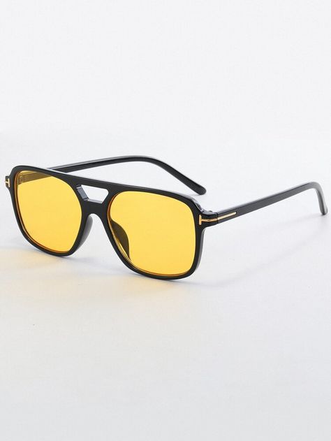 Yellow Tinted Sunglasses Men, Yellow Tinted Glasses, Yellow Sunglasses Men, Yellow Tinted Sunglasses, Yellow Lens Sunglasses, Yellow Glasses, Glasses Outfit, Clear Glasses Frames, Funky Glasses