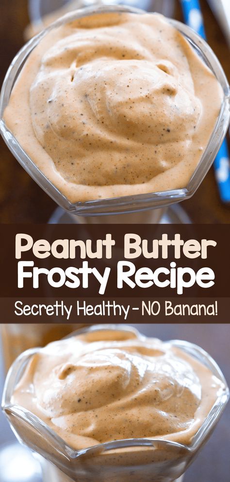 Healthy Peanut Butter Frosty Recipe Healthy Peanut Butter Milkshake, Healthy Frosty Recipe, Peanut Butter Shakes Healthy, Healthy Nutribullet Recipes, Healthy Peanut Butter Ice Cream, Chocolate Peanut Butter Smoothie No Banana, Vegan Peanut Butter Smoothie, Chocolate Peanut Butter Protein Shake Recipes, Healthy Peanut Butter Protein Shake