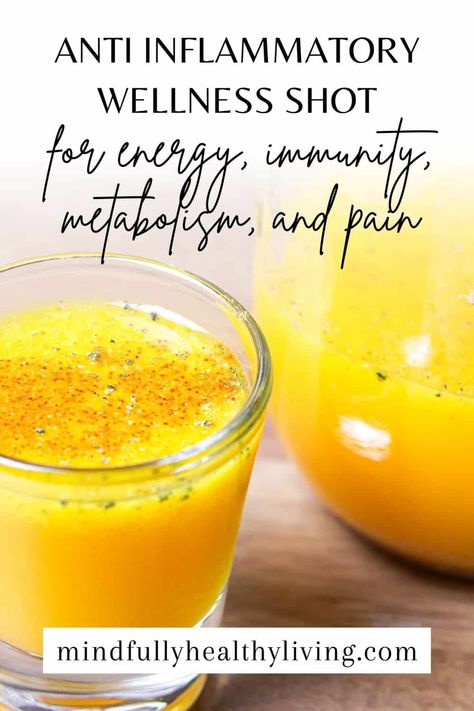 Revitalize your day with our homemade juice shot! This anti-inflammatory powerhouse is packed with ginger, turmeric, lemon, and pineapple. Perfect for boosting energy, enhancing immunity, and pain relief. Tap into natural wellness! Visit mindfullyhealthyliving.com for the full recipe Immunity Shot Recipe, Juice Shot, Fresh Juice Recipes, Turmeric Drink, Summer Juice, Turmeric Shots, Turmeric Juice, Healthy Candy, Homemade Juice