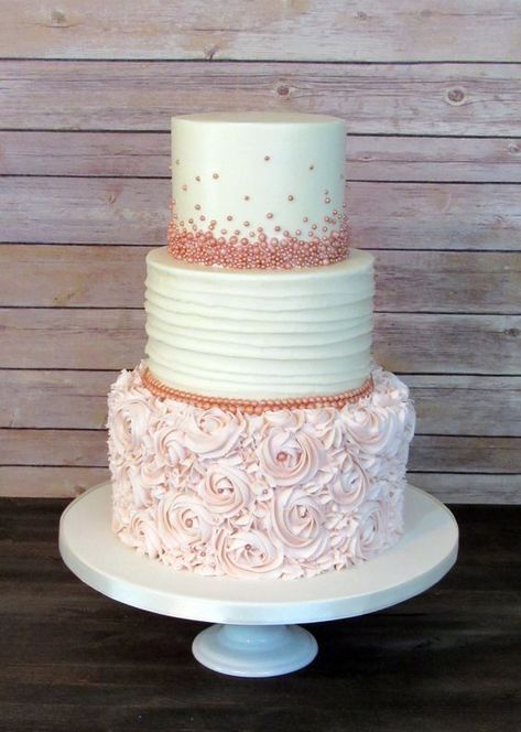 Quinceñera Cake, Rosette Wedding Cake, Rosette Cake Wedding, Tårta Design, Thrive Promoter, Nifty 50, Blush Wedding Cakes, Pink Buttercream, Rose Gold Cake