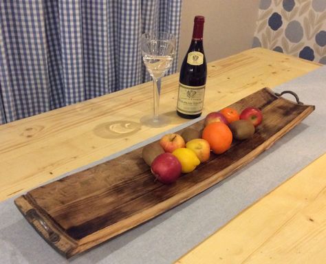 Whisky Stave Ideas, Wine Barrel Charcuterie Board, Whiskey Barrel Slat Ideas, Whiskey Stave Projects, Barrel Stave Projects, Barrel Stave Ideas, Whiskey Barrel Ideas, Wine Barrel Ideas, Stave Projects