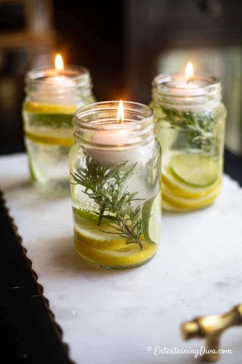 Diy Citronella Candles, Mason Jar Citronella Candles, Garden Entertaining, Candle Placement, Diy Citronella, Stone Backyard, Citronella Candle, Citronella Essential Oil, Summer Centerpieces