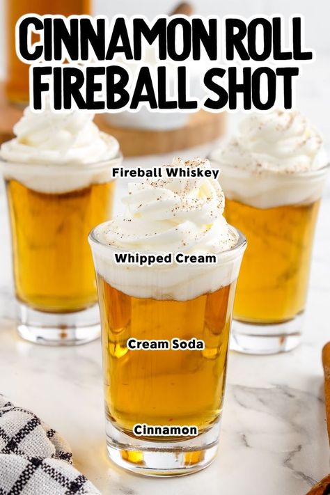 Fireball And Cream Soda, Fireball Mixed Drinks, Fireball Recipes, Fireball Drinks, Fireball Shot, Gooey Cinnamon Rolls, Fireball Whiskey, Soda Flavors, Cocktail Drinks Alcoholic