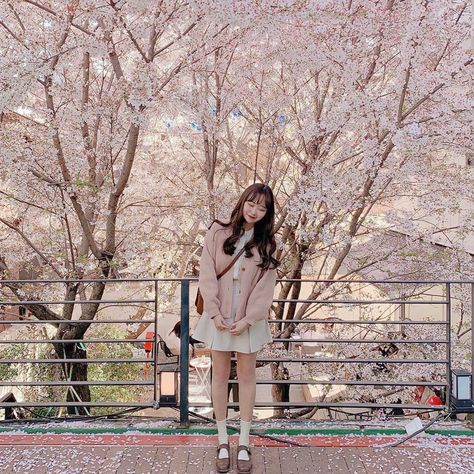 Japan Spring Outfit Cherry Blossoms, Japan Outfit Spring, Japan Spring Fashion, Spring Outfits Korea, Cherry Blossom Outfit, Korean Spring Outfits, Spring Outfits Japan, Japan Ootd, Japan Photoshoot