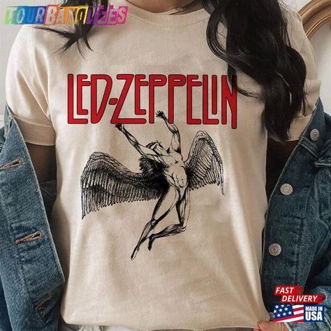 Led Zeppelin T-Shirt Vintage Us Tour 1975 Shirt Rock Unisex Classic Check more at https://tourbandtees.com/product/led-zeppelin-t-shirt-vintage-us-tour-1975-shirt-rock-unisex-classic/ Vintage Led Zeppelin Shirt, Band Tee Aesthetic, Led Zeppelin Logo, Led Zeppelin Vintage, The 1975 Shirt, Led Zeppelin T Shirt, Led Zeppelin Shirt, Rock Band Shirts, Rock Vintage