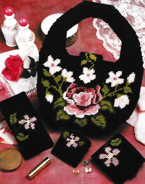 Vintage Plastic Canvas Patterns PDF Digital Instant Download, Cabbage Rose Set DIY handbag, wallet, coin purse & coupon holder Plastic Canvas Purse, Plastic Canvas Pattern, Plastic Canvas Stitches, Plastic Mesh, Magazine Crafts, Cabbage Rose, Plastic Canvas Patterns Free, Canvas Purse, Diy Handbag