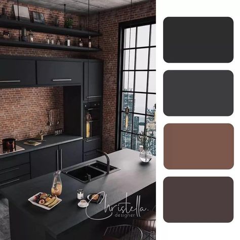 Which one is your favoriteCreate a cohesive whole home color palettehere are your perfect color schemeChristella Designer Industrial Color Scheme, Industrial Color Palette, Interior Color Palette, House Color Schemes Interior, Apartment Color Schemes, Kitchen Color Palettes, Color Palette Interior Design, Rustic Color Palettes, Interior Design Color Schemes