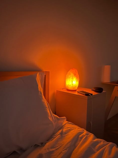 the significance of the salt lamp | hannahfox | hannah bellinger | fox thornton | bellinger sister duo | book aesthetic Room Calm Aesthetic, Salt Rock Lamp In Bedroom, Salt Lamp In Bedroom, Clean Simple Aesthetic, Salt Lamp Living Room, Calm Lighting Bedroom, Bedroom Salt Lamp, Clean Light Aesthetic, Rock Salt Lamp Aesthetic