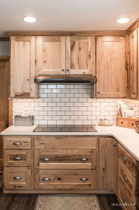 Modern Rustic Kitchen Cabinets, Modern Rustic Kitchen, Rustic Meets Modern, Hickory Kitchen Cabinets, Hickory Kitchen, Hickory Cabinets, Rustic Modern Kitchen, Kitchen Remodel Design, Cabin Kitchens