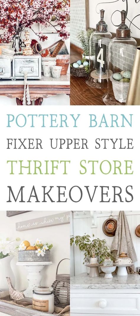 Diy Pottery Barn Decor, Fixer Upper Living Room, Pottery Barn Decor, Thrift Store Upcycle, Thrift Store Makeover, Thrift Store Diy, Thrift Store Decor, Cottage Market, Thrift Store Crafts