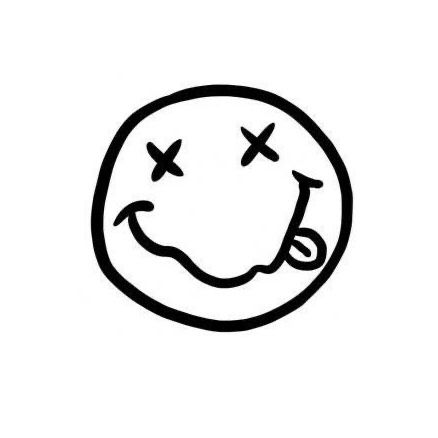 Nirvana Logo Tattoo, Nirvana Drawing, Nirvana Face, Doodle Circle, Circle Text, Nirvana Tattoo, Nirvana Logo, Nirvana Smiley Face, Wall Drawings