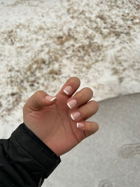 Short Frenchies, French Tip Gel, French Tip Gel Nails, Short French Tip Nails, Gel Nails French, Nail Goals, Cute Short Nails, Short Gel Nails, Simple Gel Nails