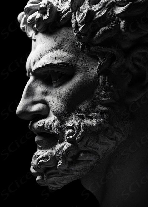 A Tribute In The Form Of Sculpture Art Celebrating Marcus Aurelius A Roman Emperor One Of The Most Beloved Stoic Philosophers In History.. Displate is a one-of-a-kind metal poster designed to capture your unique passions. Sturdy, magnet mounted, and durable – not to mention easy on the eyes!  ... daha fazla Stoic Marcus Aurelius, Philosophy Logo Design, Greek Sculpture Drawing, Stoic Statue, Charcoal Reference, Stoic Aesthetic, Stoic Design, Marcus Aurelius Statue, Stoic Philosophers