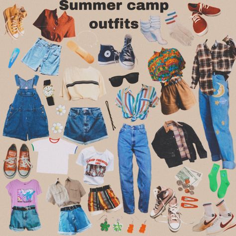 70s Summer Camp Outfits, 80s Outfits Stranger Things Summer, Camping Outfits Aesthetic Summer, Retro Summer Camp Outfits, 80s Shirts Vintage, 80s Camp Outfit, 80s Camp Counselor Outfit, Campcore Aesthetic Outfits, 80s Summer Camp Aesthetic Outfits