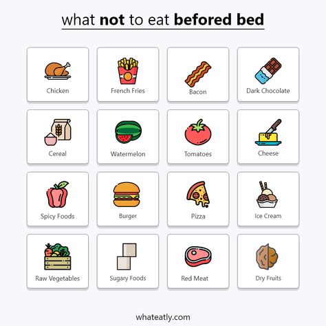 What Not To Eat Before Bed | ExpertsGuys Low Carb Sandwich, Snacks Before Bed, Chocolate Chicken, Drink Before Bed, Parmesan Chips, Chocolate Cereal, Best Time To Eat, Avoid Processed Foods, Drinks Before Bed